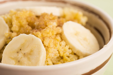 Fresh millet porridge with banana