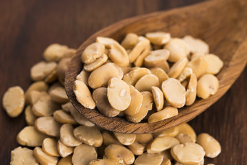 broad bean dry on wooden table