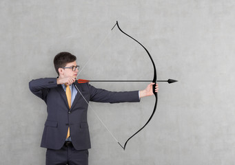 businessman holding a bow