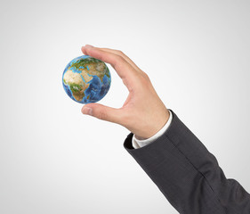 hand holding globe