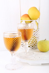 Still life with tasty apple cider and fresh apples