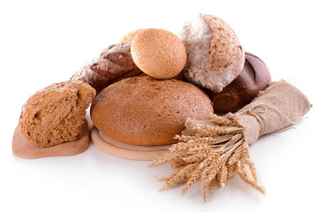 Different bread isolated on white