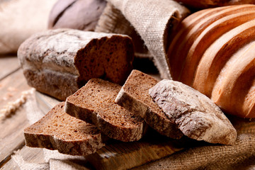 Different bread on table close-up