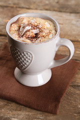 Cup of hot coffee with marshmallow