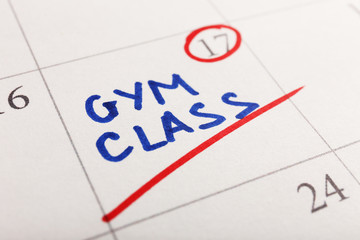 Written plan Gym Class on calendar page background