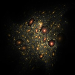 Abstract shapes made of fractal textures.