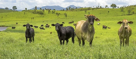Foto auf Acrylglas Australische Landwirtschaft Rinder Panorama Landschaft © sherjaca
