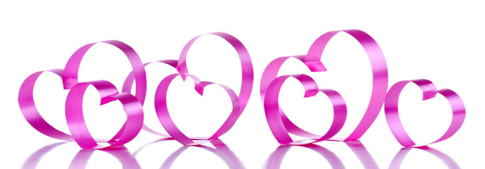 Fototapeta na wymiar Pink paper hearts isolated on white