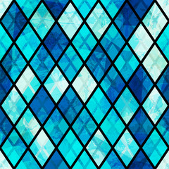 blue mosaic seamless pattern with grunge effect