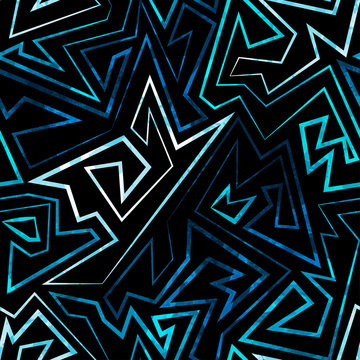 Blue Neon Seamless Pattern