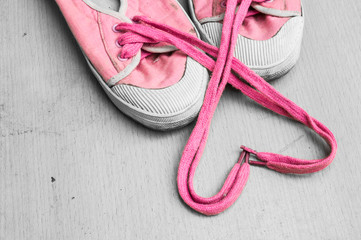 pink shoes with heart shape ,spot color technical