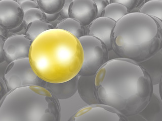 Yellow and grey spheres
