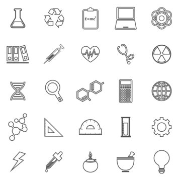 Science line icons on white background