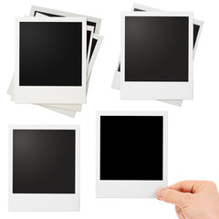 Various polaroid photo frames set isolated