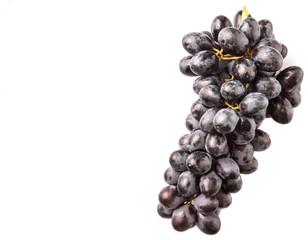 Black grapes over white background