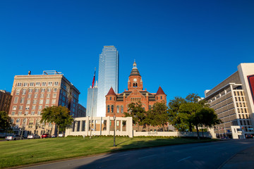 Dallas, Texas cityscape with blue sky