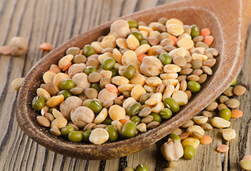 lentils on  wooden table