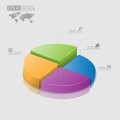 3d pie chart graph. vector illustration.