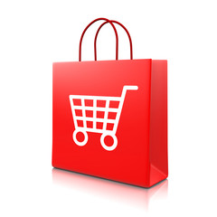 Red Shopping Bag with Cart