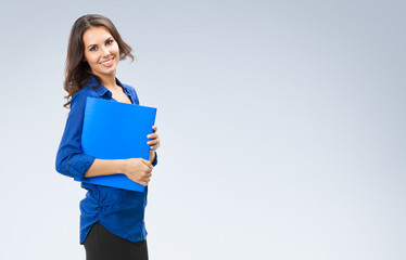 Businesswoman with blue folder