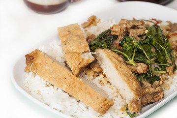 Thai fire rice with pork ham