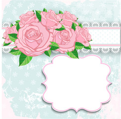 Vintage background with pink roses
