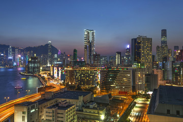 Fototapeta na wymiar Modern city at night, Hong Kong, China
