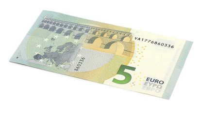 Obraz na płótnie Canvas new five 5 euro banknote greenback