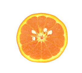 slice of orange isolated on white background,