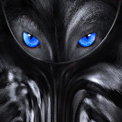 wolf with blue eyes abstract