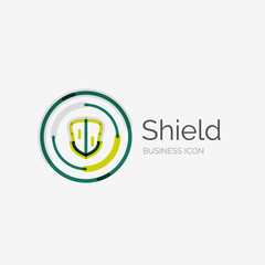 Thin line neat design logo, shield icon