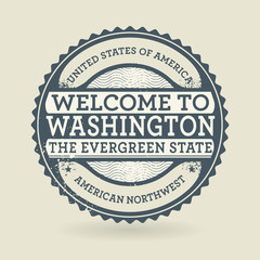 Grunge rubber stamp with text Welcome to Washington, USA