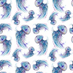Obraz premium Jellyfish watercolor pattern
