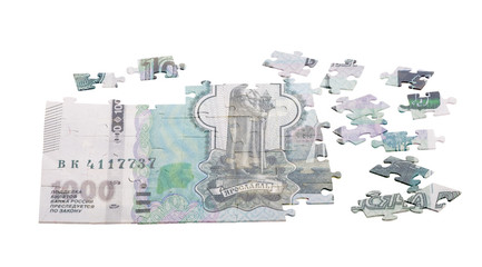 unfinished puzzle from one thousand Russian rouble