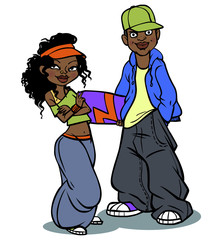 Black Teens character design.Vector illustration