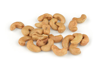 Cashew nuts isolated on white background