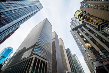 Fototapeta na wymiar Tall skyscrapers shot with perspective