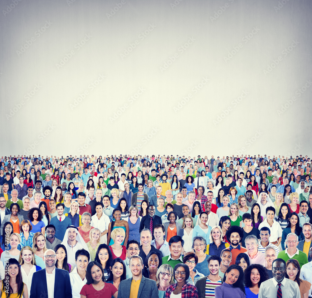 Poster large group of diverse multiethnic cheerful people concept - Posters
