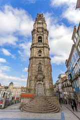 The iconic Clerigos Tower in the city of Porto, Portugal