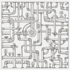Obraz premium Steampunk doodle background