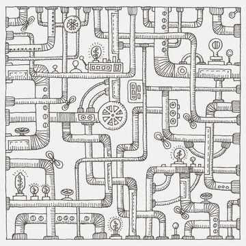 Steampunk doodle background