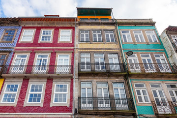 Fototapeta na wymiar The typical old colorful buildings of Porto in Portugal