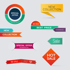 Collection of Sale Discount Styled origami Banners.