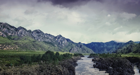 Altai Mountains with River Katun