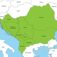 Balkan in grün (beschriftet)