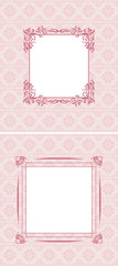 Ornamental pink seamless background with frame. Two patterns