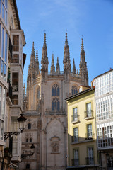 Fototapeta na wymiar catedral de Burgos entre las casas