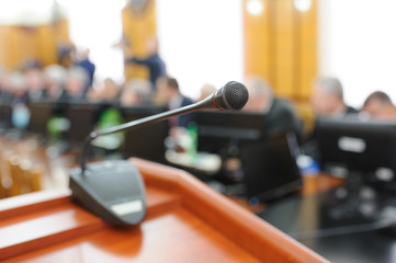 A mic in front of an Audience
