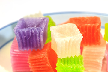 Colorful sweetness jelly in thailand on background