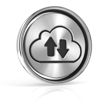 Metal cloud technology icon, 3d render,